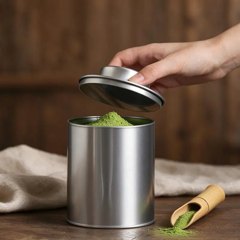 Portable Mini Matcha Powder Can Thick Tinplate Tea Sealed Jar Spice Storage Box Container Box Kitchen Gadgets Household
