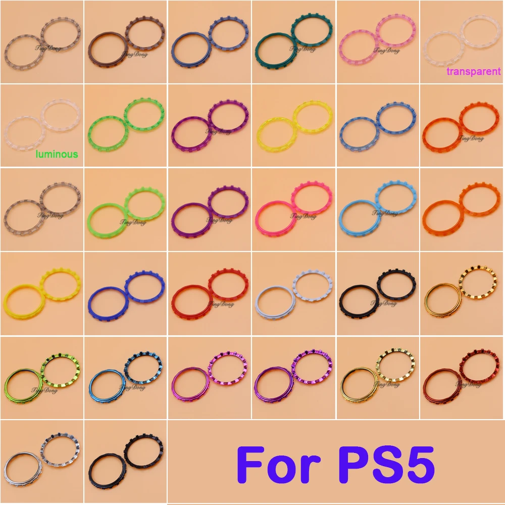10 paia = 20 pezzi anelli di accento per joystick in plastica dorata placcata per accessori di ricambio per controller DualSense 5 PS5