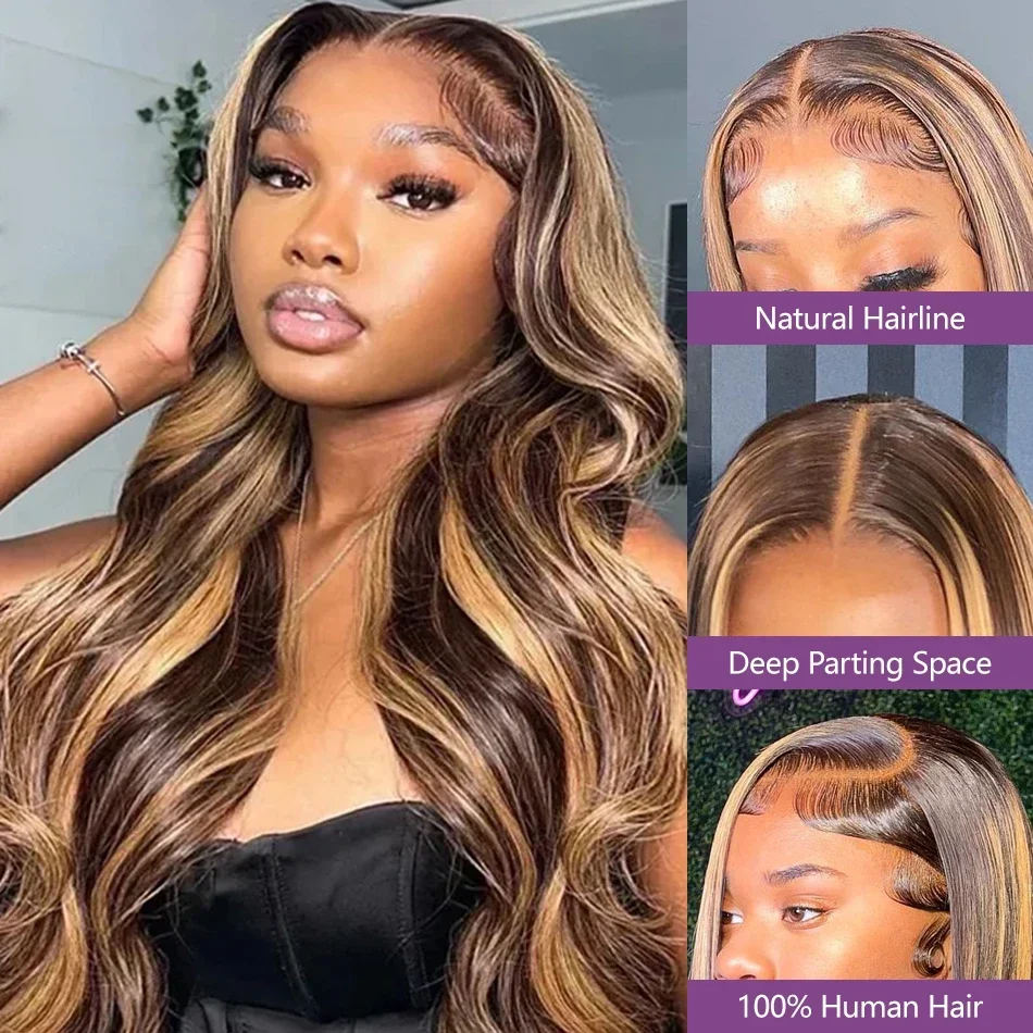 Blonde Highlight 4/27 Colored Body Wave Hd Lace Front Human Hair Wig Hd 13x4 13x6 Lace Frontal Remy Human Hair Wigs for Women