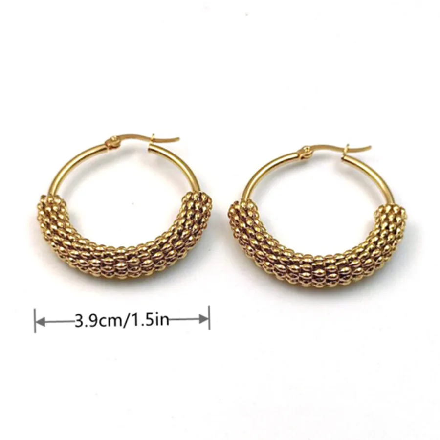 2pc personalized fashionable stainless steel hoop hollow earrings waterproof and hypoallergenic titanium steel exaggerated earri