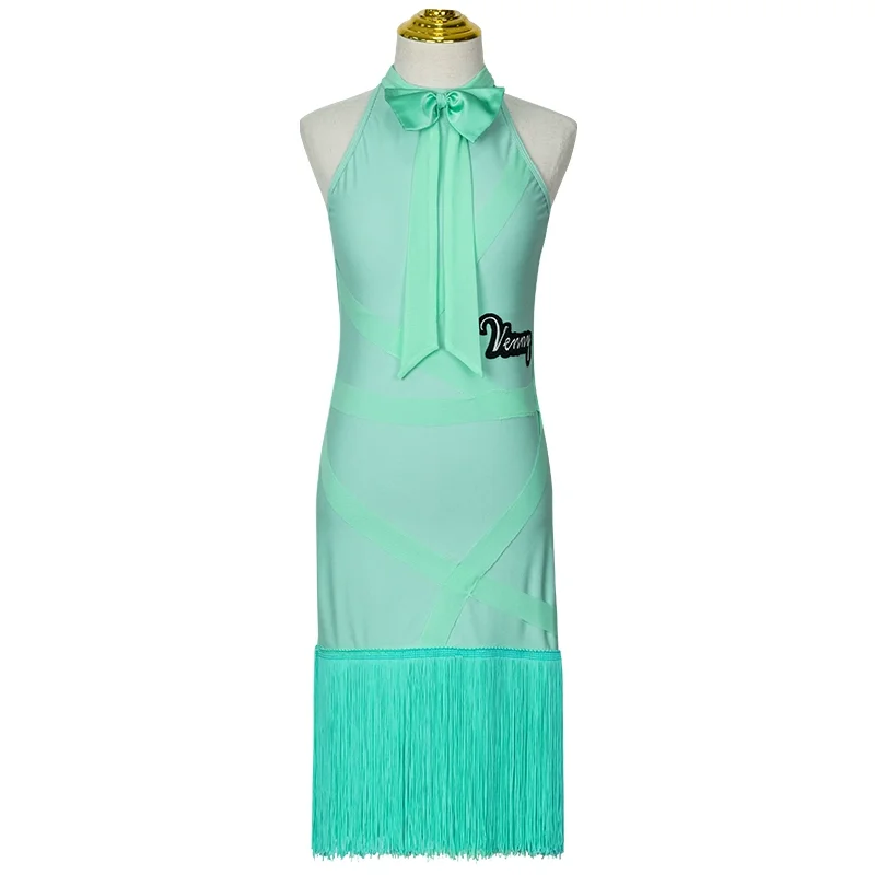 ชุดเต้นลาตินสำหรับเด็กผู้หญิงแบบเวนนี่สไตล์ ชุดฝึกซ้อมมาตรฐานระดับมืออาชีพแบบออลอินวัน พร้อมกระโปรง ชุดเต้นบอลรูม