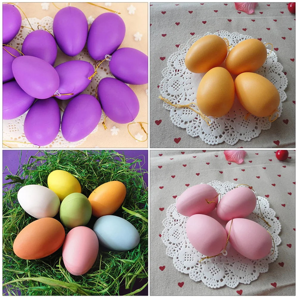 12 Pcs Easter Eggs DIY Supplies Pendant Plastic Chicken Decoration Hand Painted Simulation