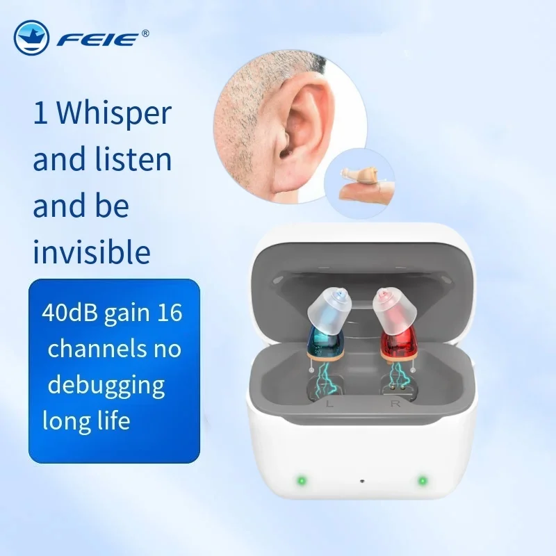 2024 Rechargeable Wireless Hearing Aids Heaing Aid Mini CIC Invisible Ear Sound Amplifier Ear Hearing Portable Ear Care