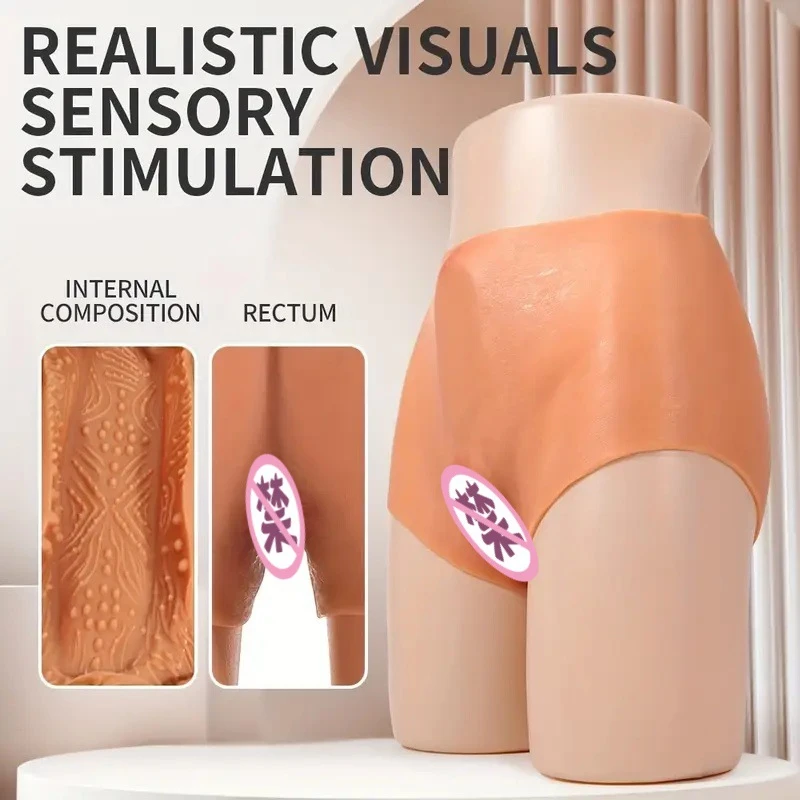 Liquid Silicone Fake Vagina Panty Underwear Realistic Pussy for Cosplay Crossdresser Transgender Shemale Gay Sex Toys for Men view 2