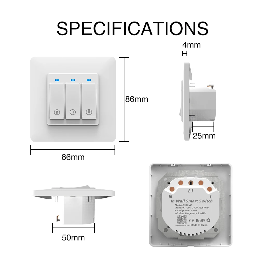 WiFi Thông Minh Nút Ấn Màn Con Lăn Màn Chụp Công Tắc Tuya Điều Khiển Từ Xa Cơ Giới Động Cơ Hoạt Động Với Alexa Google Home