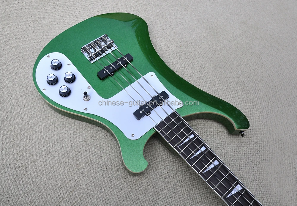 Flyoung Metal Green Electric Bass Guitar 4 Strings Factory Custom Made Bass