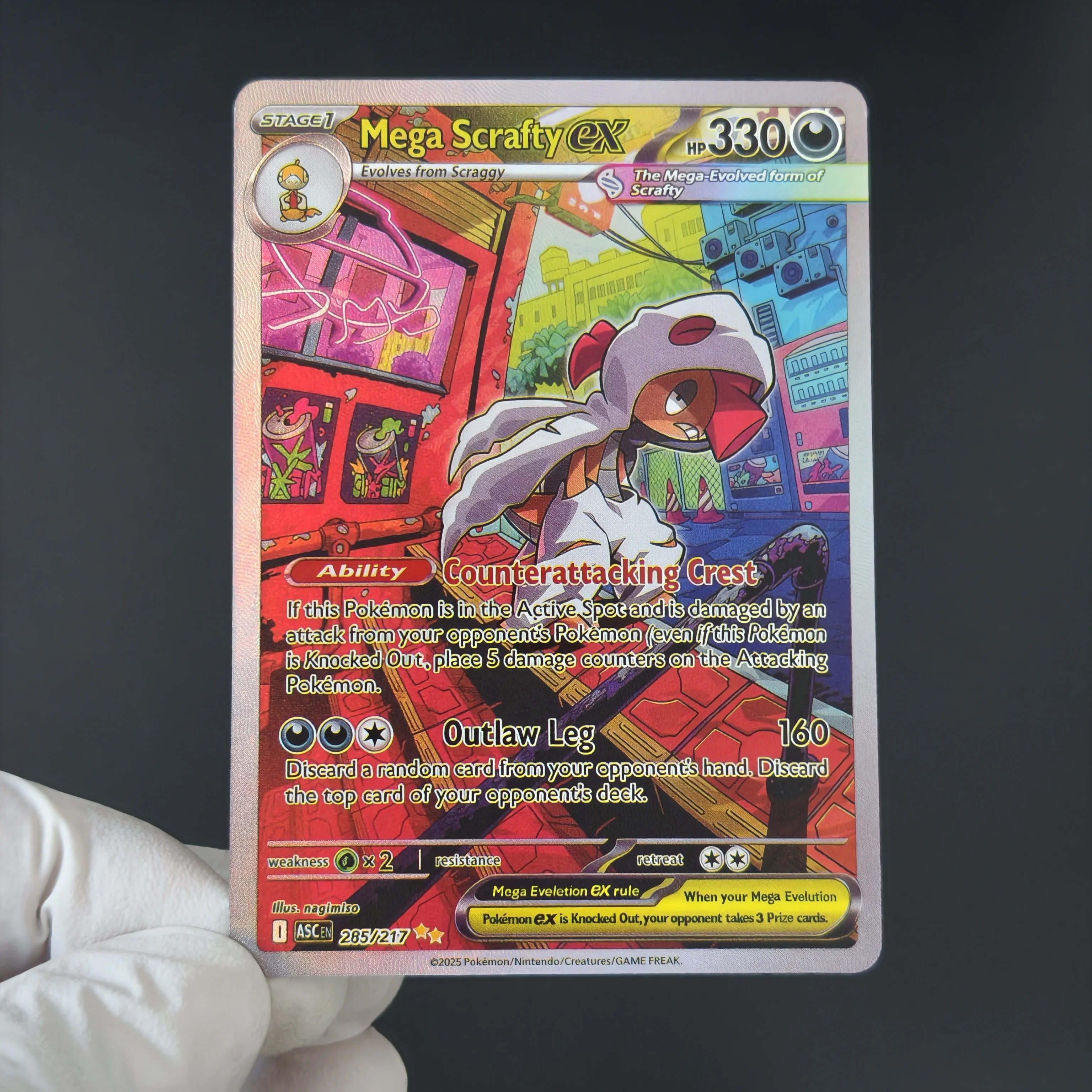 4PCS/Proxy Pokemon Collection Card English ASC Mega EX Full Art Rainbow Series Card Diancie Froslass Scrafty Feraligatr Cards view 4