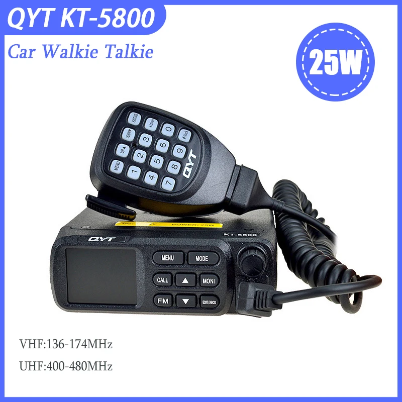 Car Walkie Talkie QYT KT-5800 Dual Band Quad-Standby VHF UHF 25W Mini Car Two Way Radios Truck Transceiver KT5800 Vehicle Radio