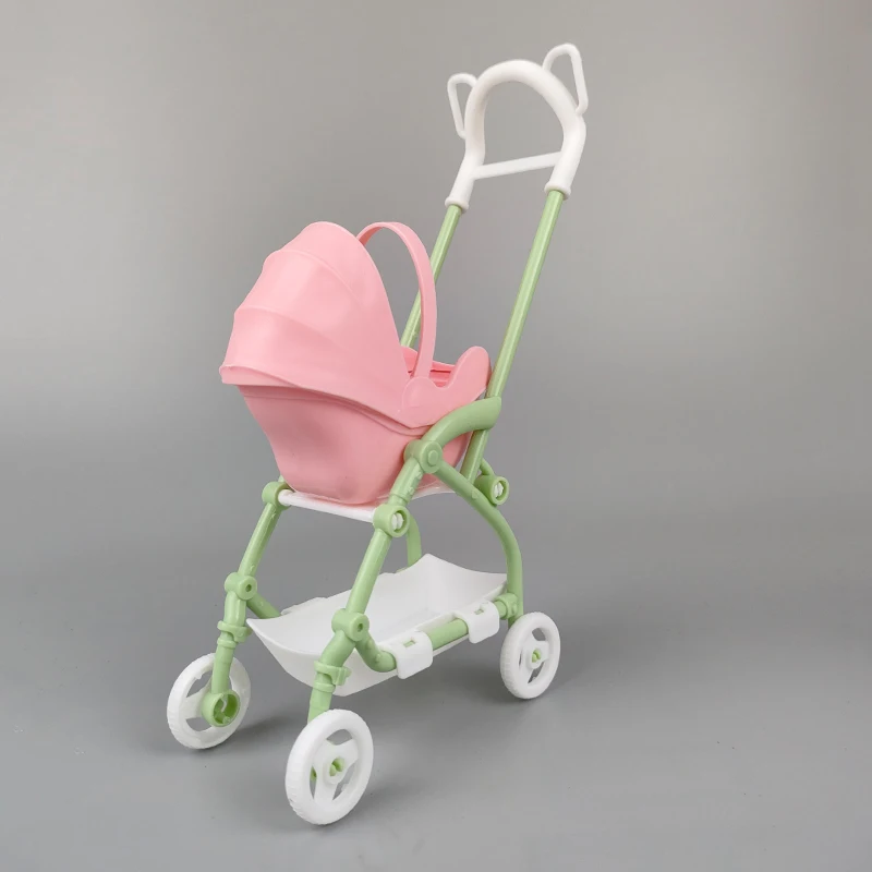 1:12 Plastic DIY Assemble Kids Toy Baby Carriage Stroller Trolley Doll Furniture Happy Family Miniature Dollhouse Accessories - view 4