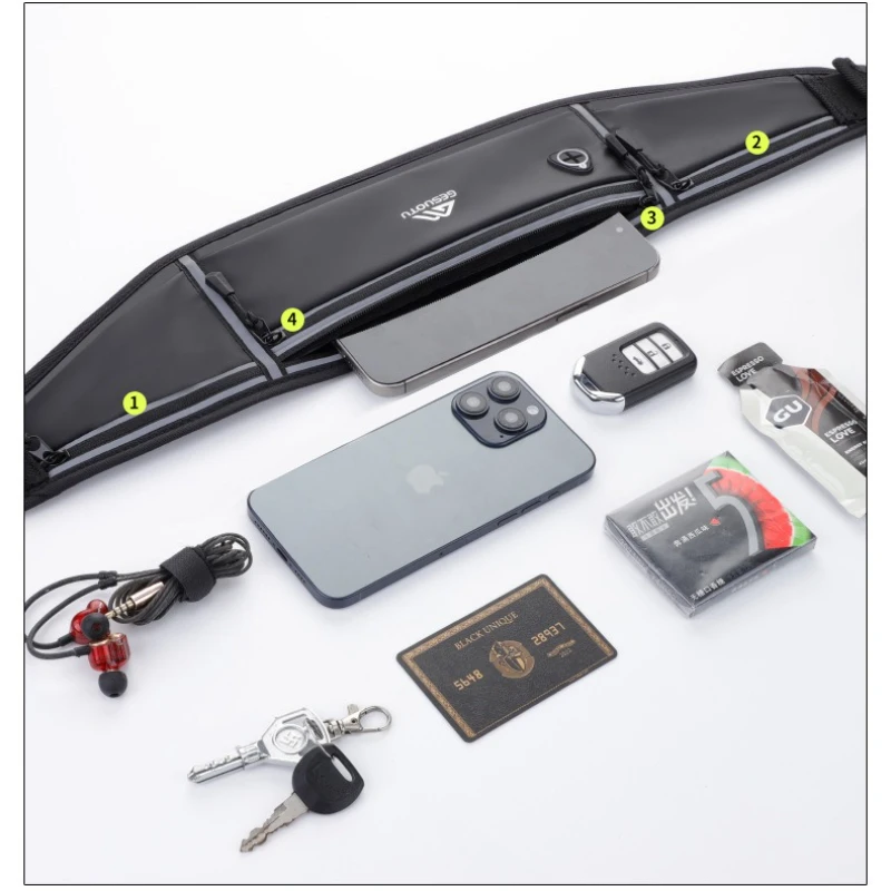 Running Belt Slim Waist Pack Fanny Pack Phone Holder Water Resistant Reflective Adjustable Elastic Strap Lightweight Capacity