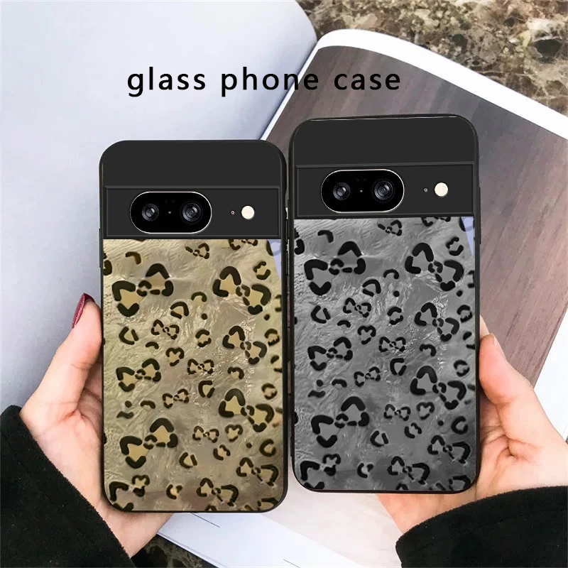 Abstract leopard print For Google Pixel 8 7 9 10 Pixel 10 Pro XL Pixel 9 Pro XL Pixel 8a 7a Pixel 7 Pro Black Glass Phone Case view 6