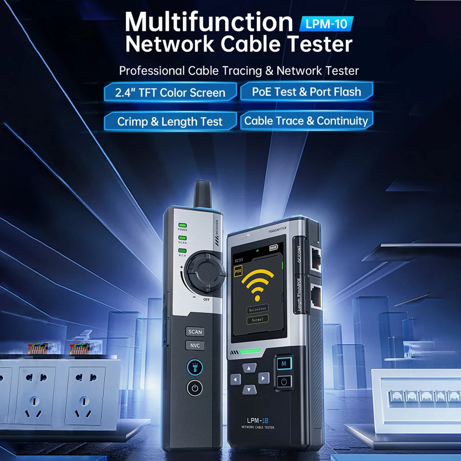 HEDAO LPM-10A Intelligent High Accuracy Cable Finder RJ45/RJ11 LAN Tester Port Flash Anti-interference Network Repair Tool
