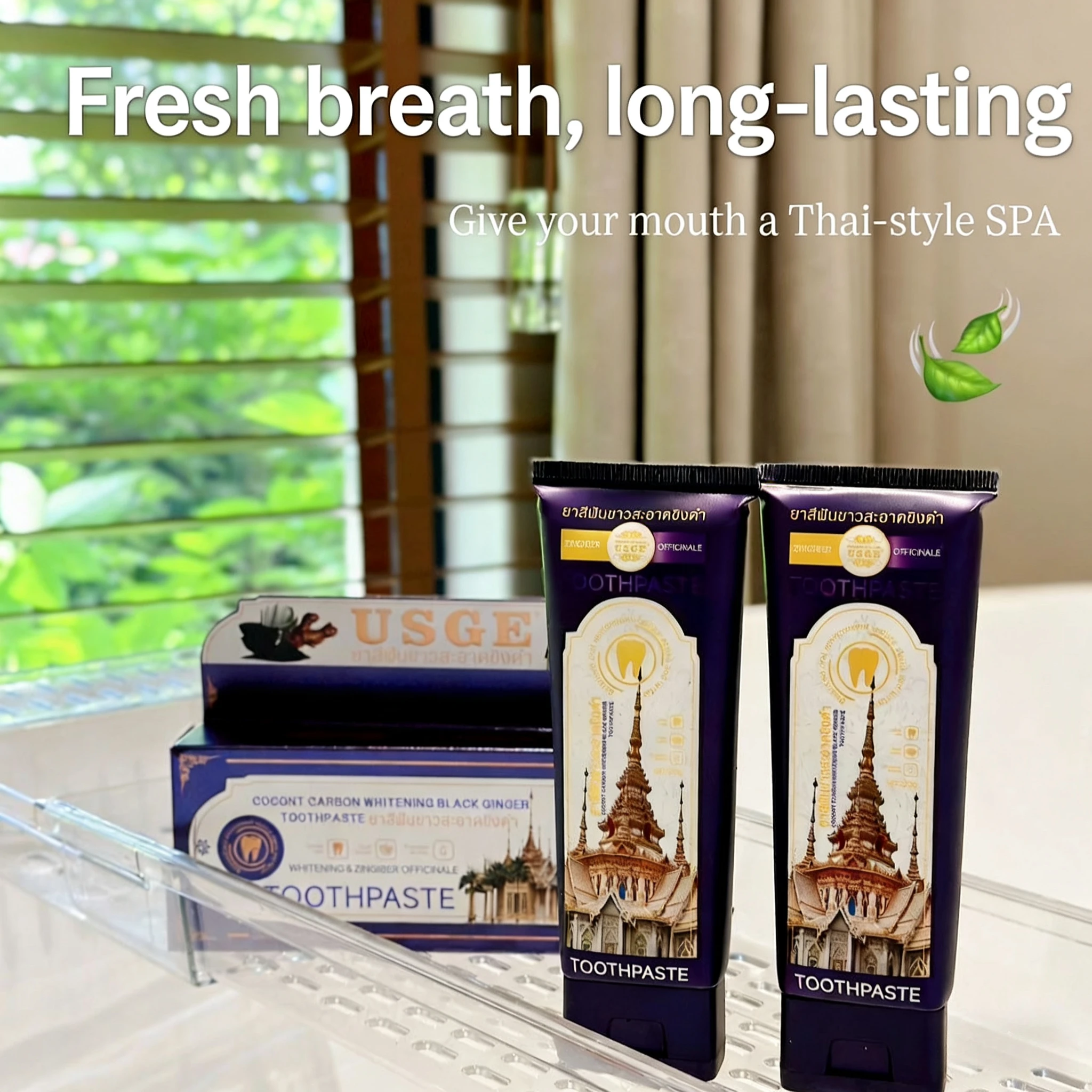 Thailand USGE Coconut Carbon White Black Ginger Toothpaste Remove Stains Freshen Breath Effectively Clean Plaque Teeth Care