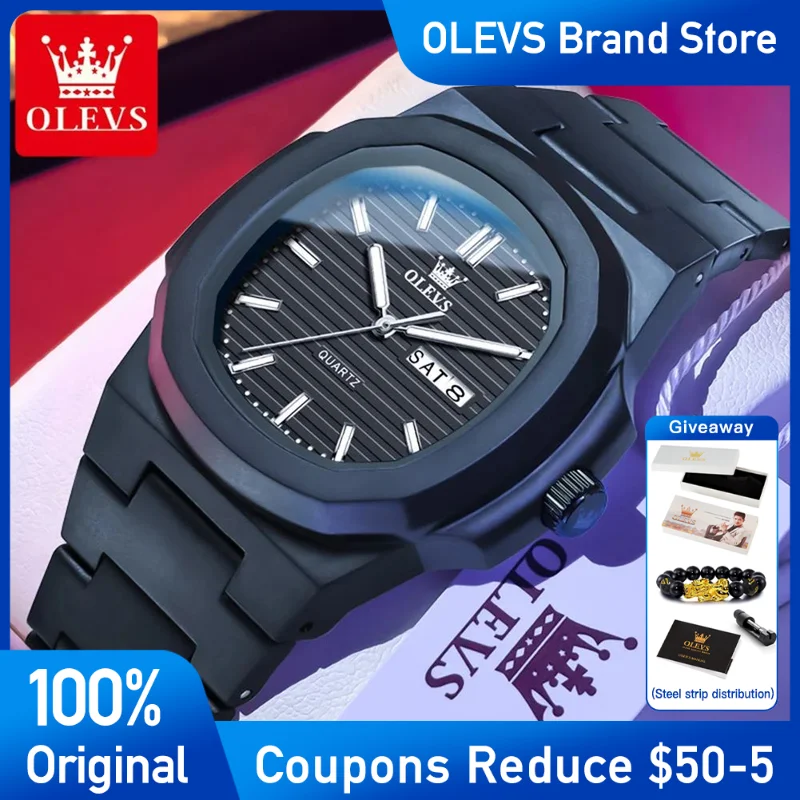 

OLEVS Mens Watch Original Quartz Watch Waterproof Luminous Watches For Men Dual Calendar Luxury Top Brand Reloj