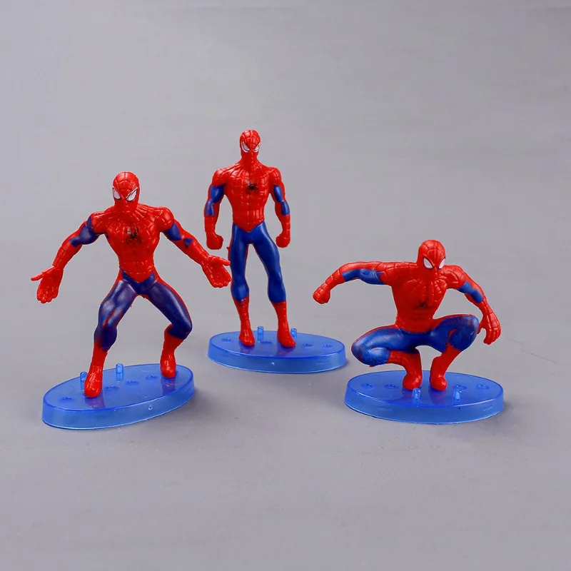 Figuras de plástico de Anime de Marvel para niños, juguetes calientes de 7 piezas, Spider-Man, versión Q, muñeca, decoraciones para tartas de