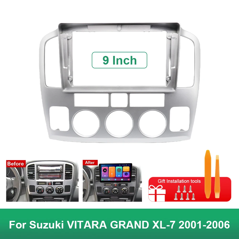

9-дюймовый 22,86 см для Suzuki VITARA GRAND XL-7 2001-2006, автомобильная мультимедийная рамка радио, лицевая панель, монтажный кронштейн для приборной панели
