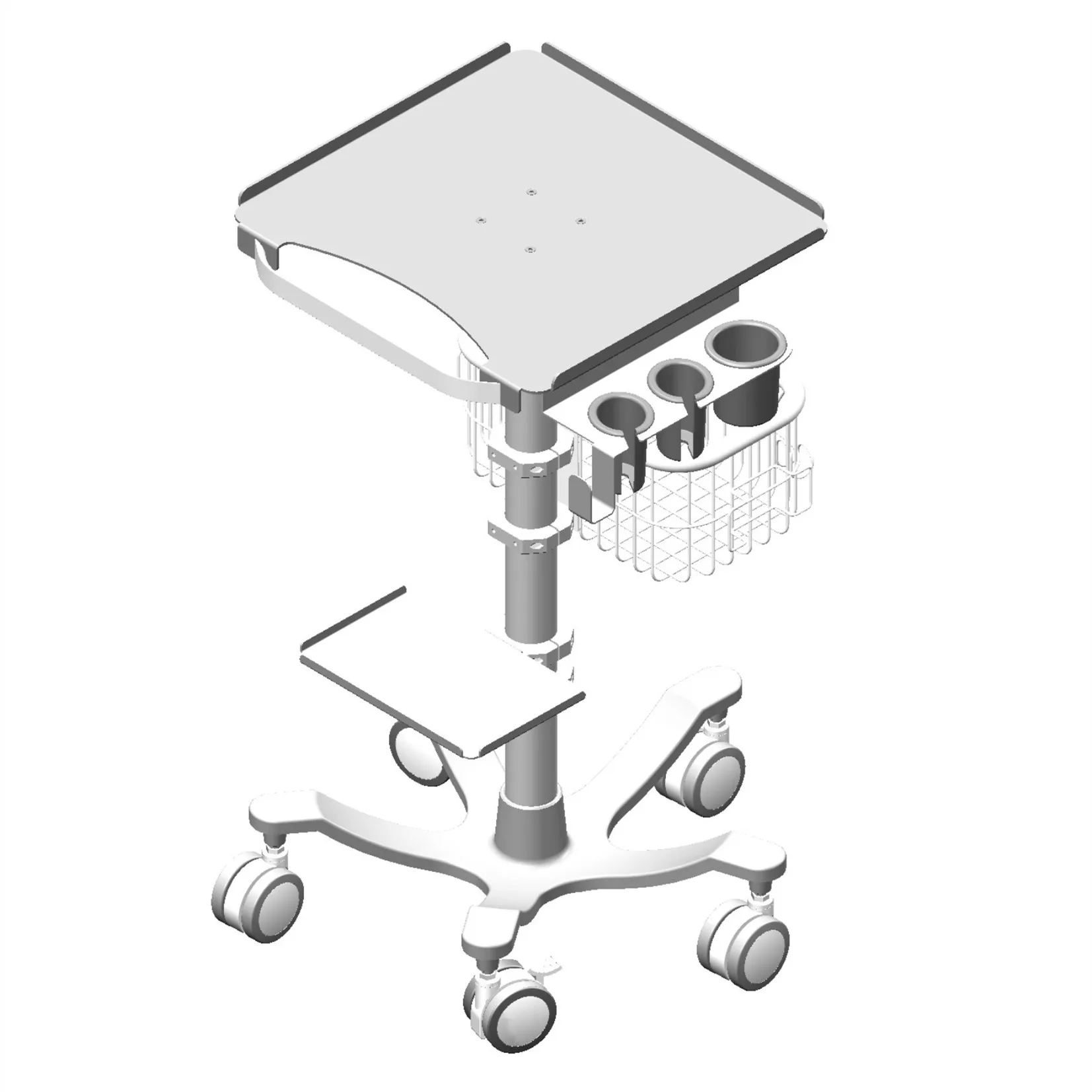 China manufacturer in stock ultrasound portable medical trolley  stand with basket