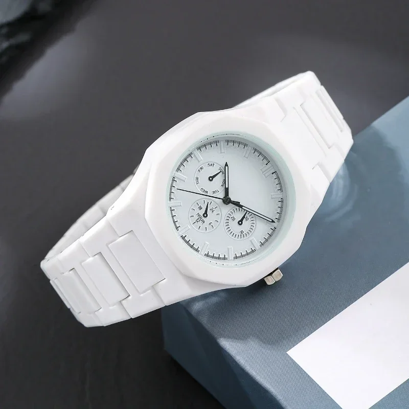 Fashion Imitation Three-eyes Dial Men Quartz Watch Casual Plastic Band Ladies Wristwatches Reloj Mujer Dropshipping Gifts