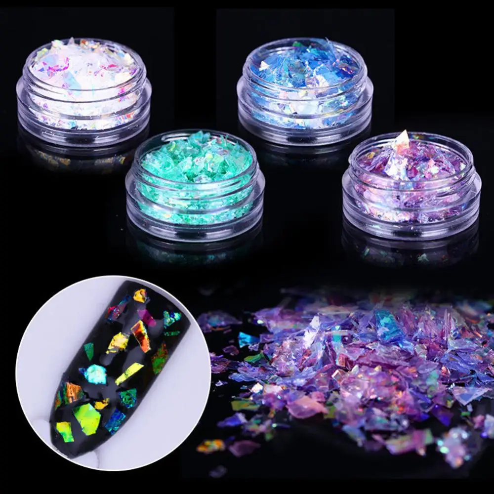 Nail Giltter Sequines Fluorescent Glass Paper Dust Powder Nail Art DIY Decor Chrome Glitter Accessory Polish Manicure Decoration