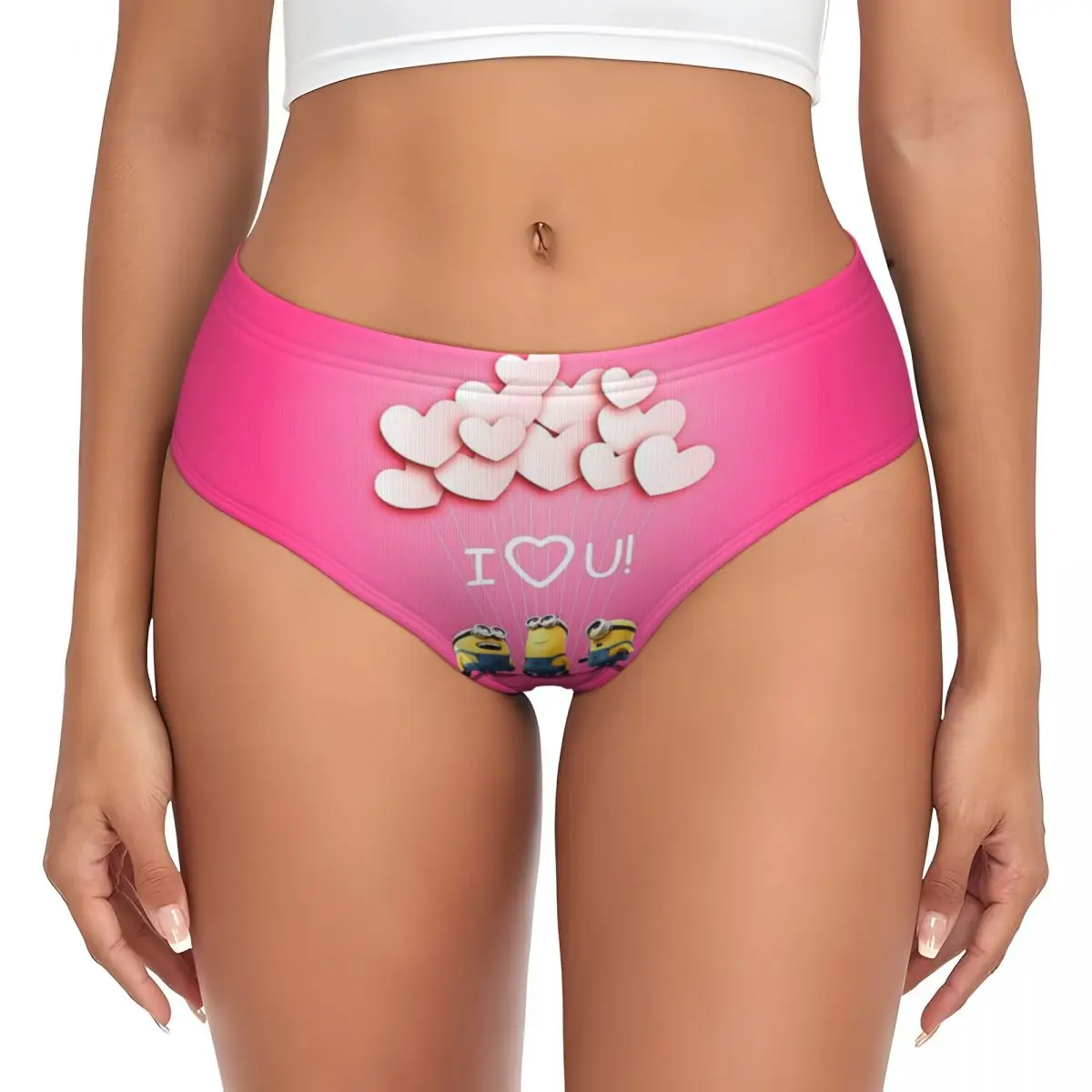 

Custom Minions I Love U Brief Panties for Women Breathable Stretch Anime Underwear