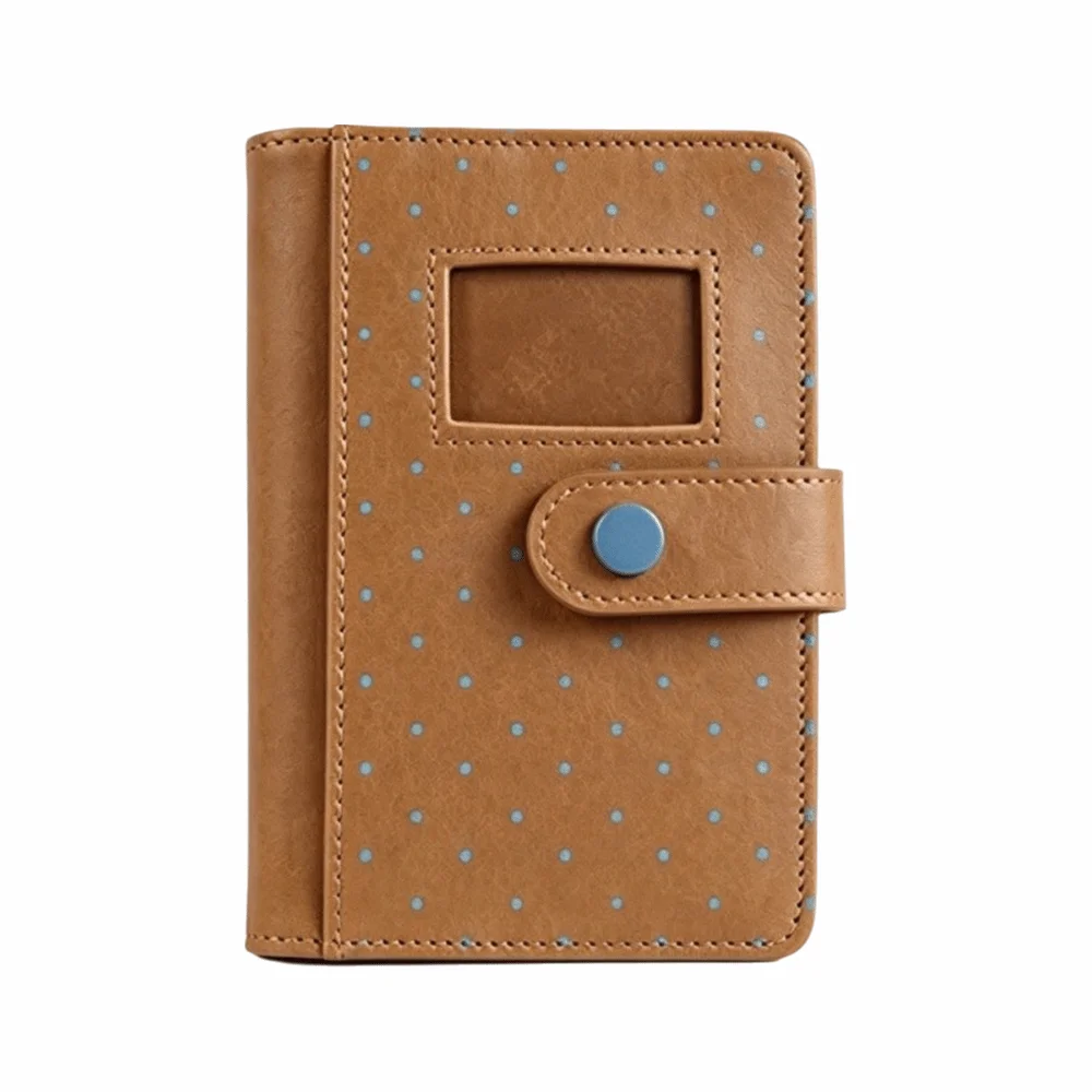 Durable PU Leather A7 Loose Leaf Notebook Heart Polka Dot Snap Closure Journal Pocket Diary Students