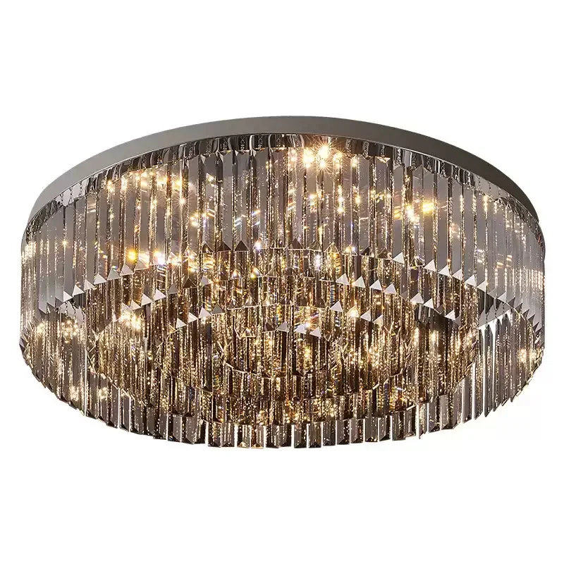 Luxury atmosphere crystal living room ceiling lamp light luxury Italian round villa master bedroom