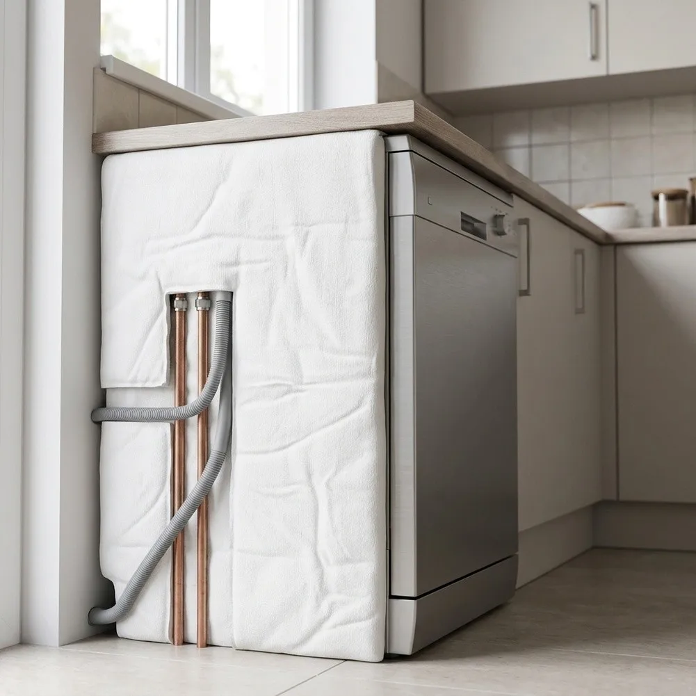 Dishwasher Insulation Blanket 205x45x1cm White Polyester Thermal Soundproof Roll For Pipe Wall Noise Reduction Home Appliance