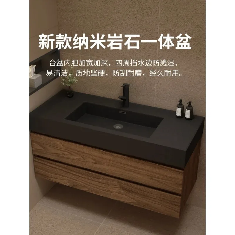 Black Walnut Bathroom Vanity Cabinet Combo French Style Built-in Sink Basin Plumbing Fixture