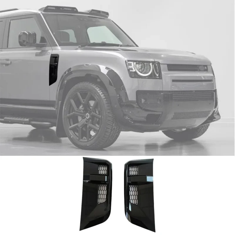 Suitable for 20+ Land Rover New Defender 90/110 bright black leafboard air intake insect mesh cover appearance accessories