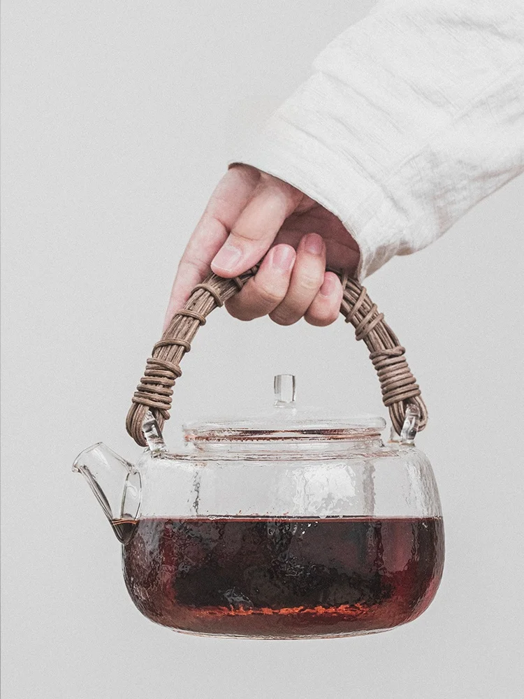 

Чайник из утолщенного стекла с ручкой, термостойкий, для кипячения воды на плите, японский стиль, премиум-класс для заваривания чая