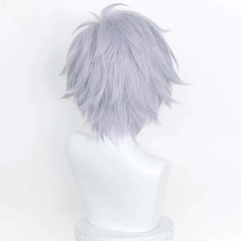 Kaworu Nagisa Cosplay Wig Anime EVA Short Purple Silver Grey Heat Resistant Synthetic Hair Halloween Wigs