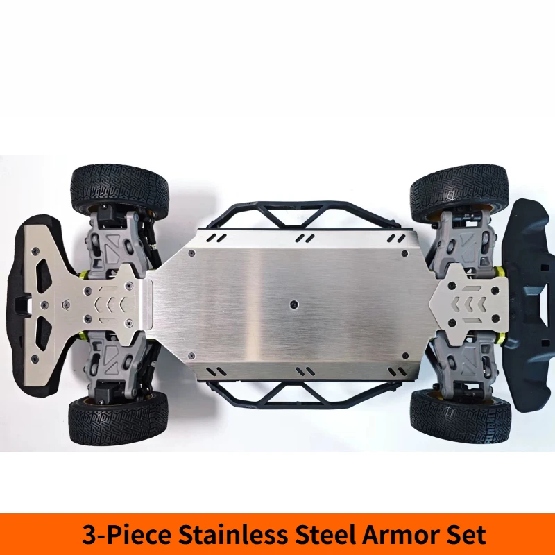 1/10 XTS S10 F10 RC Rally Car Armor 3-Piece Stainless Steel Chassis Plate Set Upgrade and Modification Parts for RC Cars