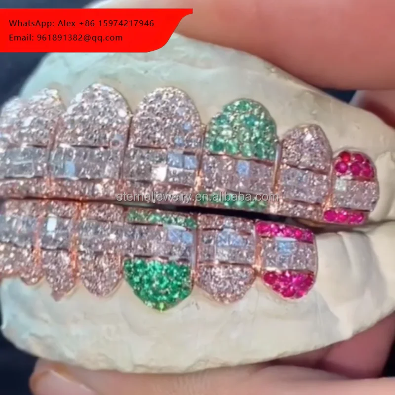 

10K 14K 18K Vvs Moissanite Grillz Custom Gold Teeth Grillz With Round Brilliant Cut Hip Hop Diamond Grillz For Men Women