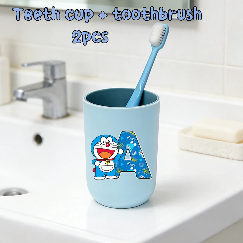 

Doraemon Boy Girl Teeth Cup Toothbrush 2pcs Set Anime Cartoon Mouthwash Cup Kids Water Cups Children Toothbrush Cup Home Gift