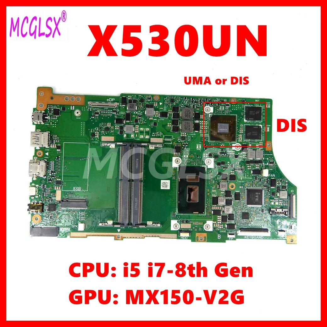 X530UN With i3 i5 i7-8th Gen CPU UMA/DIS Mainboard For ASUS S530U A530U X530UA X530UF F530U V530U R530U K530U Laptop Motherboard