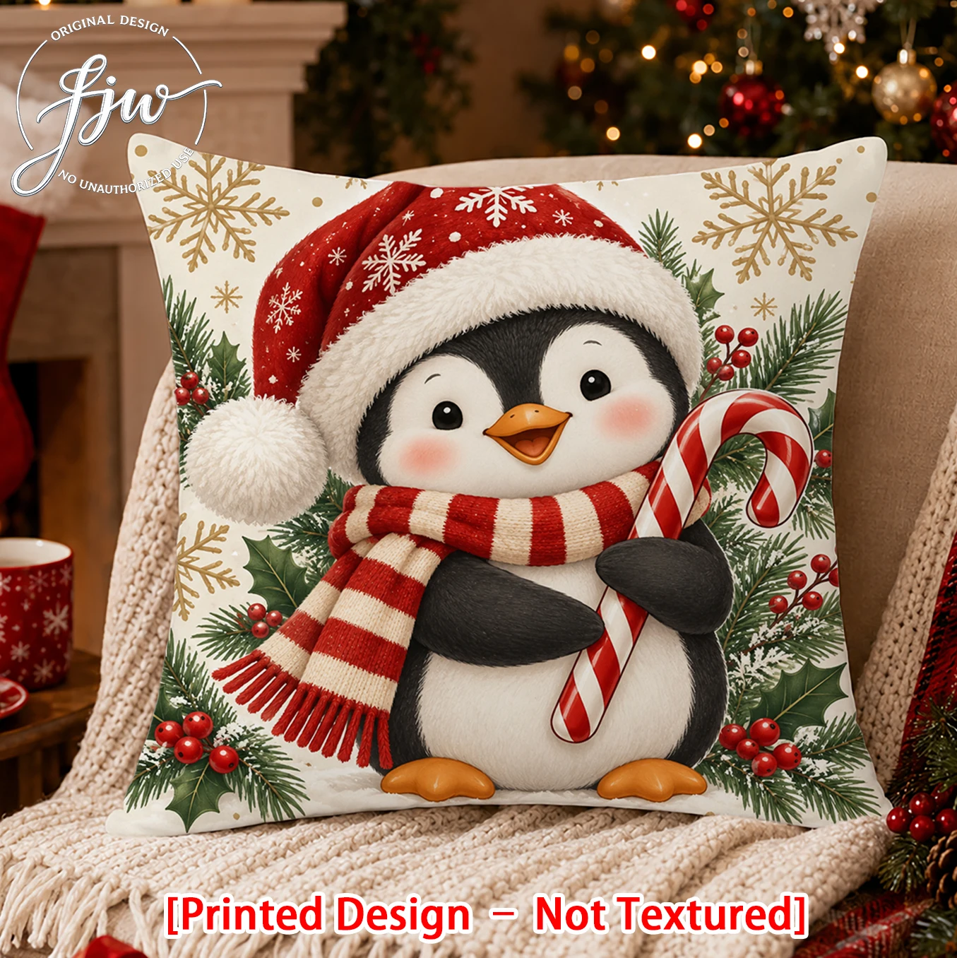 1pc Christmas Cute Throw Pillow Covers Winter Holiday Cushion Covers for Sofa Bed Couch