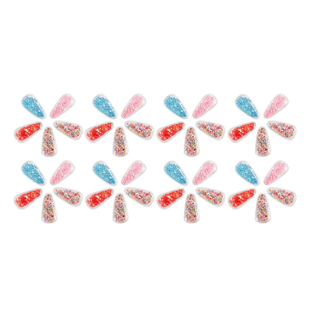 

40pcs Water Drop Hair Clip Set Pvc Diy Transparent Sequin Barrettes Stylish Headdress Durable Lightweight Shining Fashion