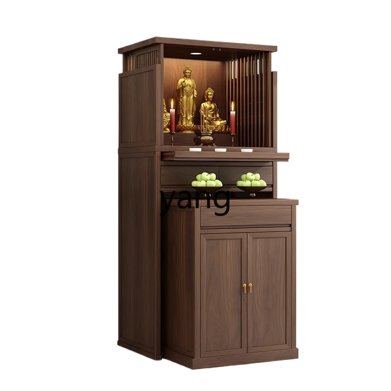 

CX Solid Wood Shrine New Chinese Vertical Cabinet Black Walnut Shrine God of Wealth Shrine