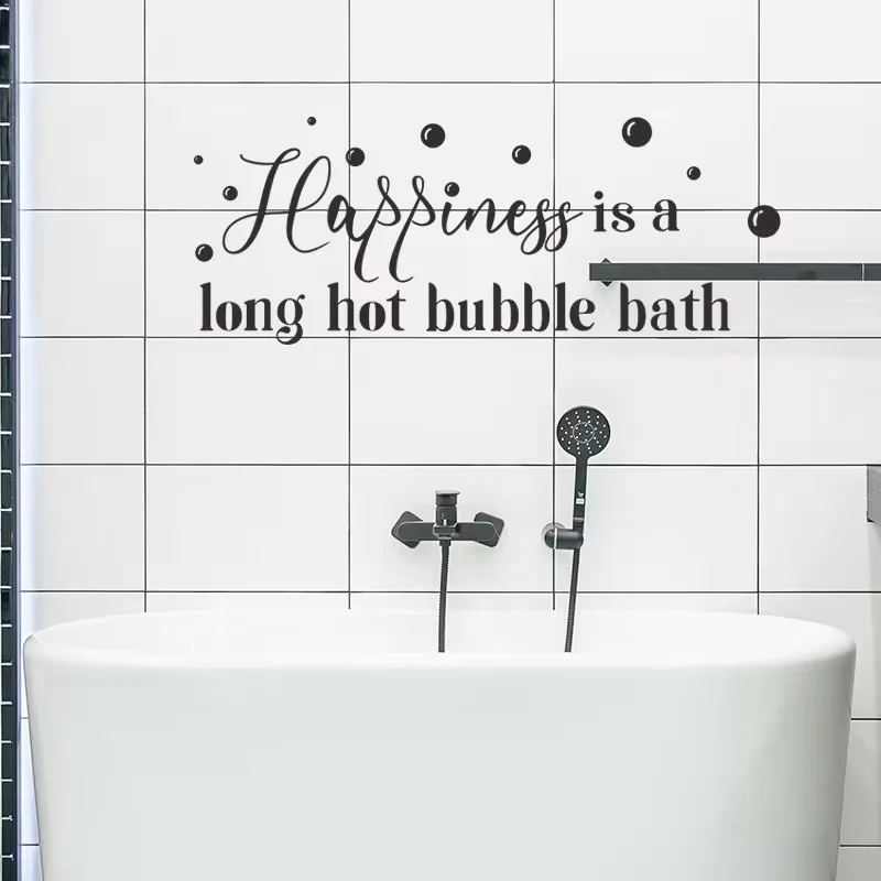 The Wall Sticker Saying 'Happiness Is a Long Hot Bubble Bath' Is Easy to Apply in Three Seconds, Removable Without Leaving Marks