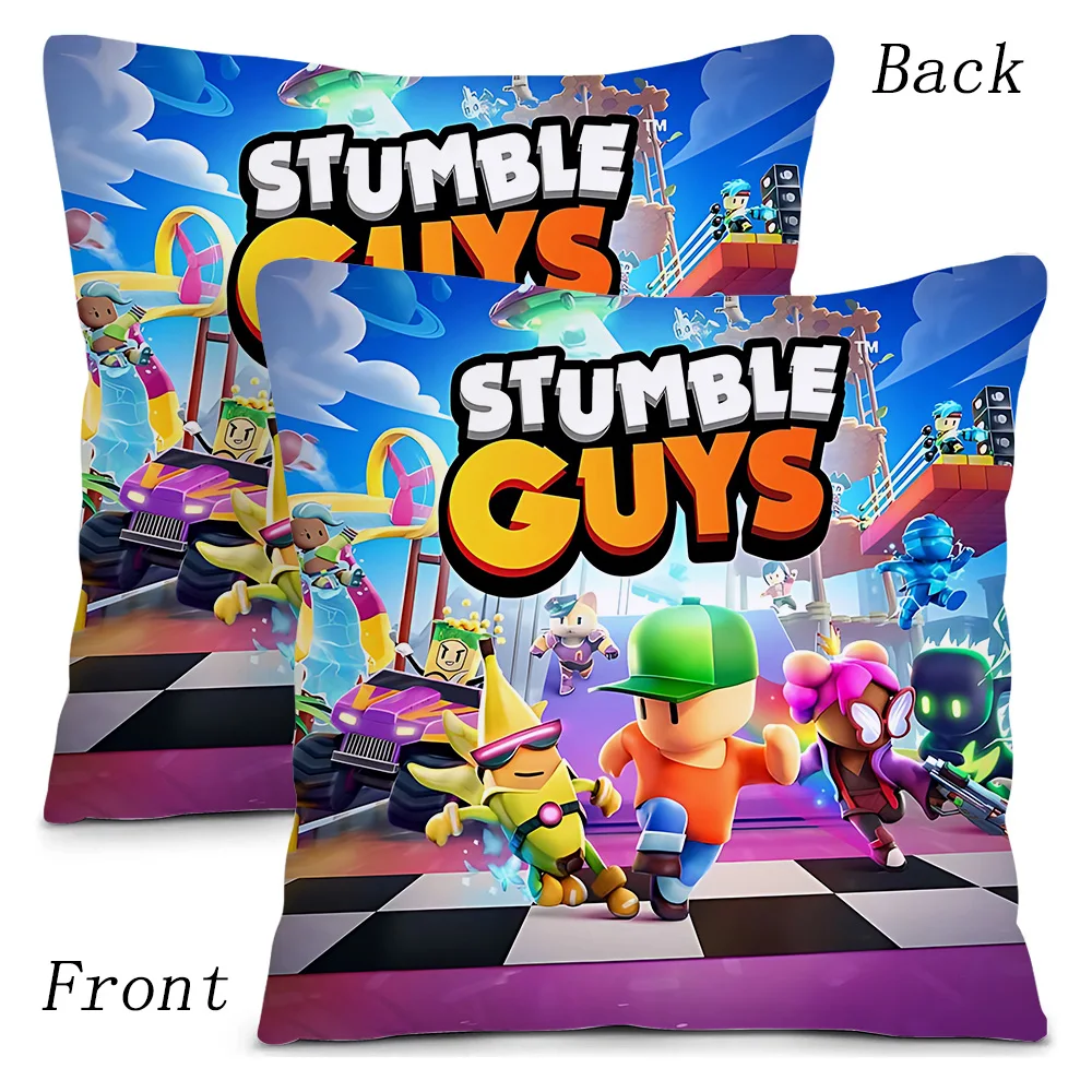 Pillow Covers HOT Game S-Stumble guys Cartoon Sofa Decorative Home Double-sided Printing Short Plush Cute Cushion Cover