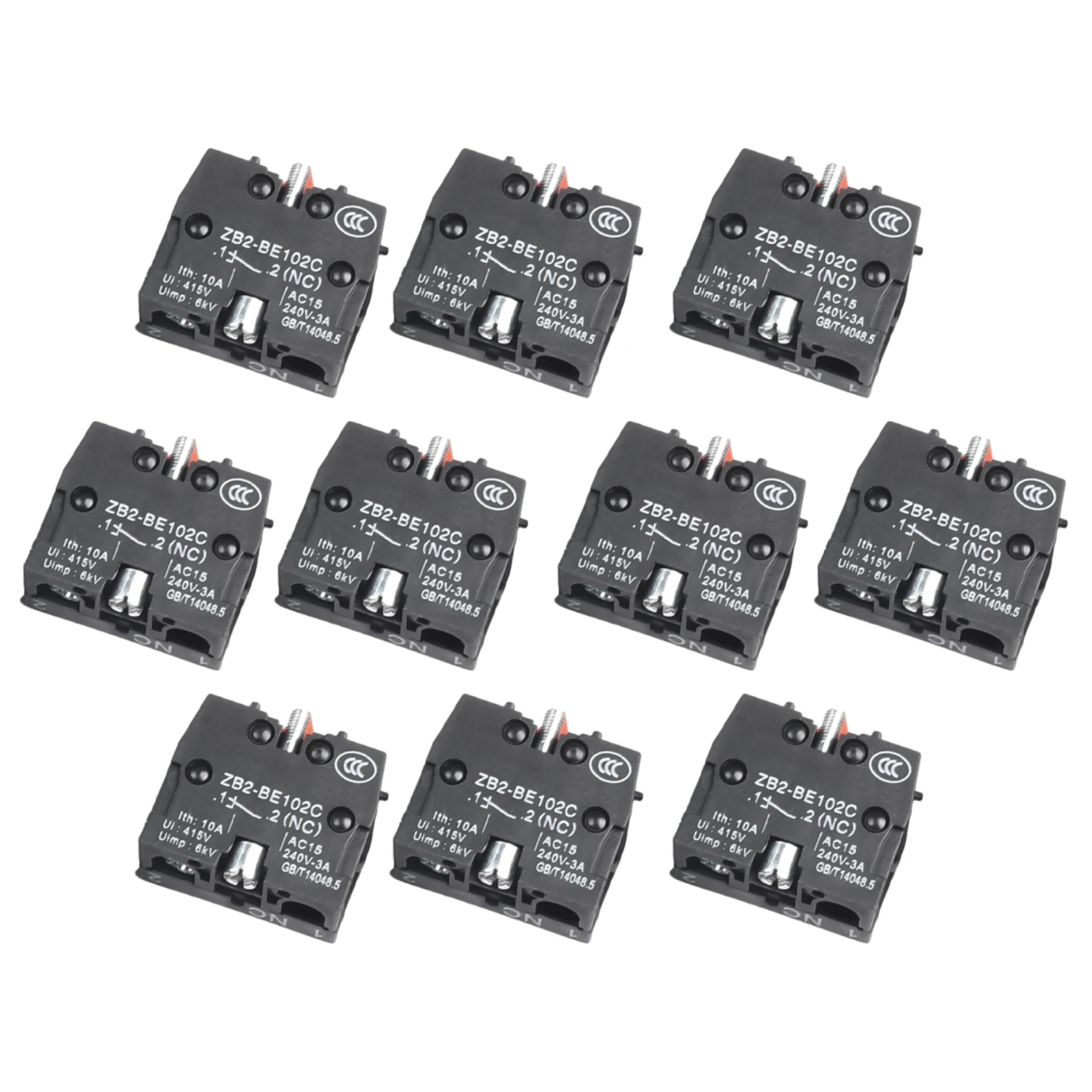 10PCS Push Button Joystick Switch ZB2BE102C 10A 600V Normally Closed Contact Electrical Component with Aperture 22mm