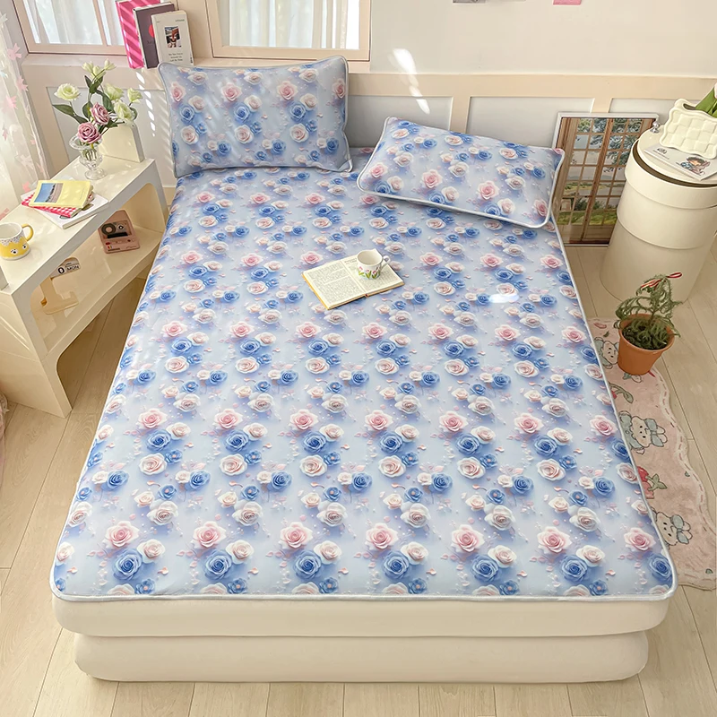 2025 جديد 5d الرقمية ثلاثي الأبعاد بارد لينة حصيرة الصيف أغطية سرير حصيرة مجموعة بارد تنفس غطاء مرتبة مع المخدة #2