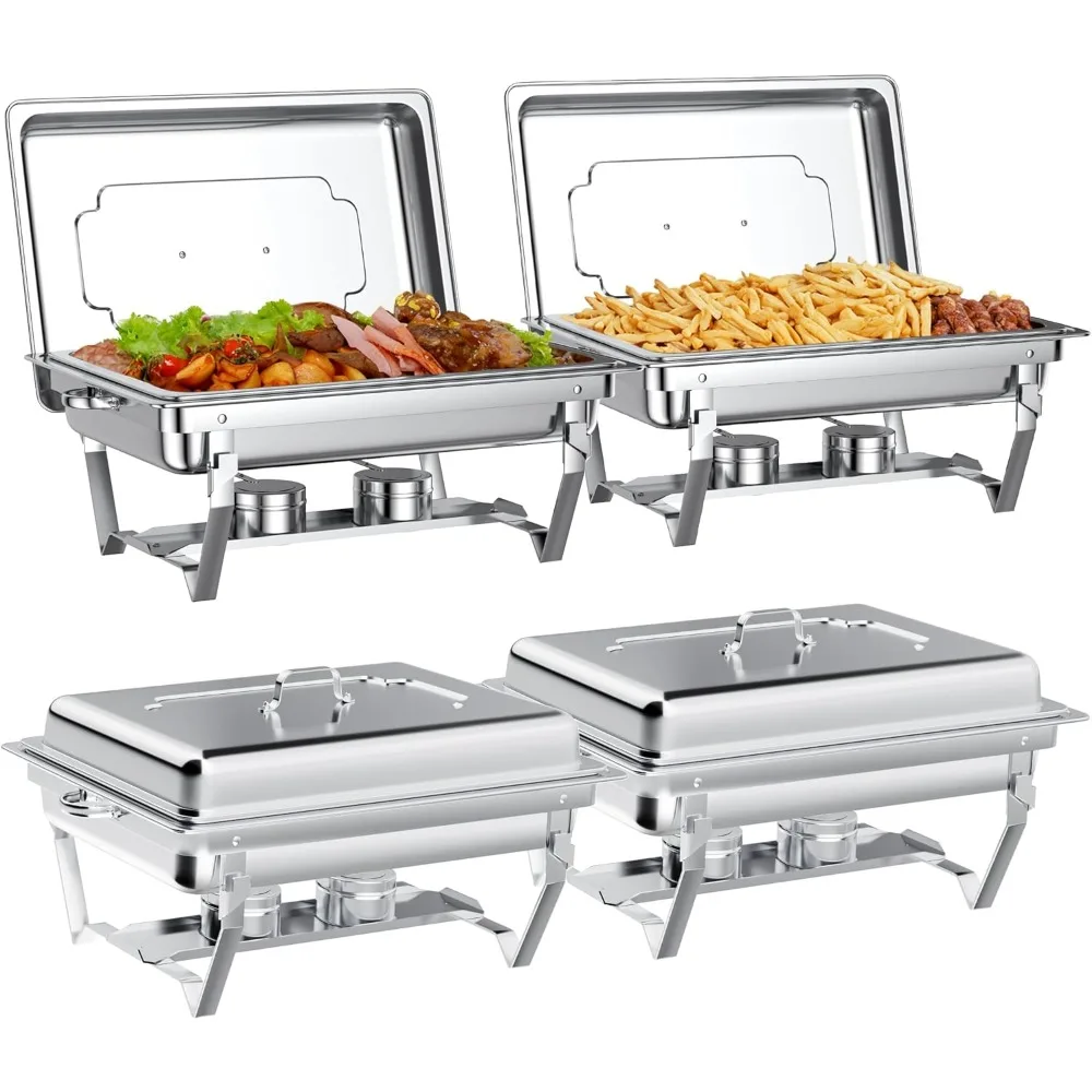 Chafing Dishes for Buffet Set: Chafers for Catering - Chafing Dish Buffet Set with Lids | Chafers and Buffet Warmers Sets | Serv