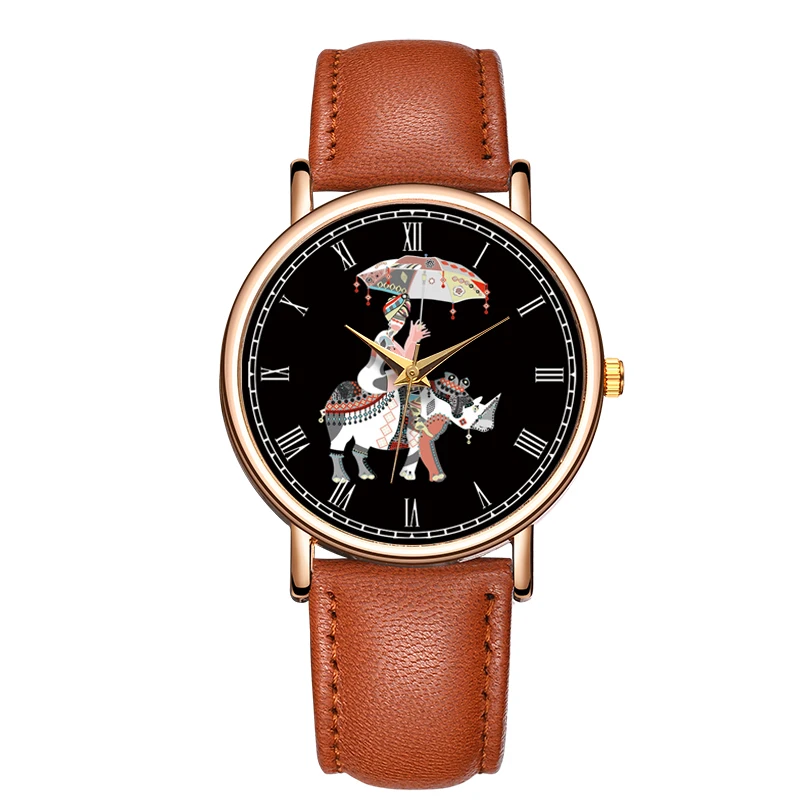 Minimalism Women\'s Quartz Watch Abstractionism Watch Sports Dress Clock Gift Elegant Waterproof Real Leather Quartz Wristwatch