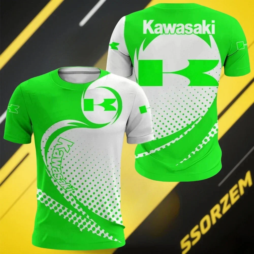 

Лето 2025 г., футболка Kawasaki 3D для отдыха на велосипеде, уличная спортивная футболка для мотоцикла