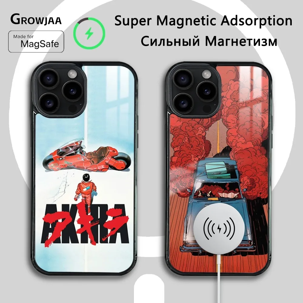 

A-Akira Hot Anime Phone Case For iPhone 16 15 14 13 12 11 Pro Max Plus Mini Magsafe Mirror Wireless Magnetic Cover