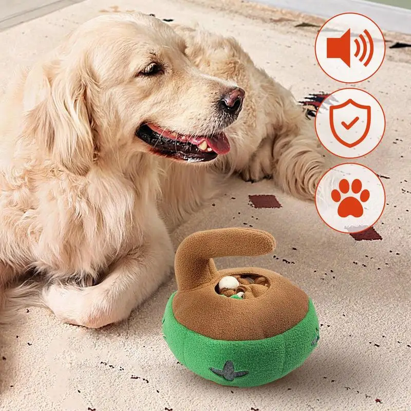 Puppy Puzzle Toys Puppy Puzzles Curling Puck Shape Dog Interactive Toys Dog Stimulation Toys With Sound Dog Treat Toy For Home