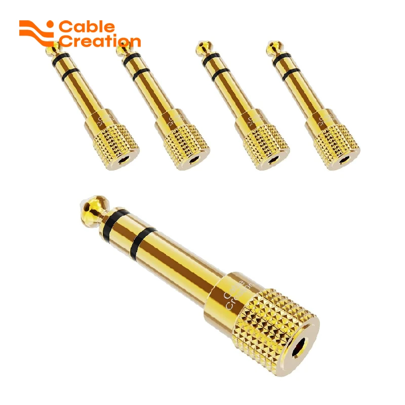 

CableCreation 1/4'' to 1/8'' Headphone Audio Adapter 5PCS, 6.35mm to 3.5mm Male to Female TRS Stereo Gold Plated Audio Jack
