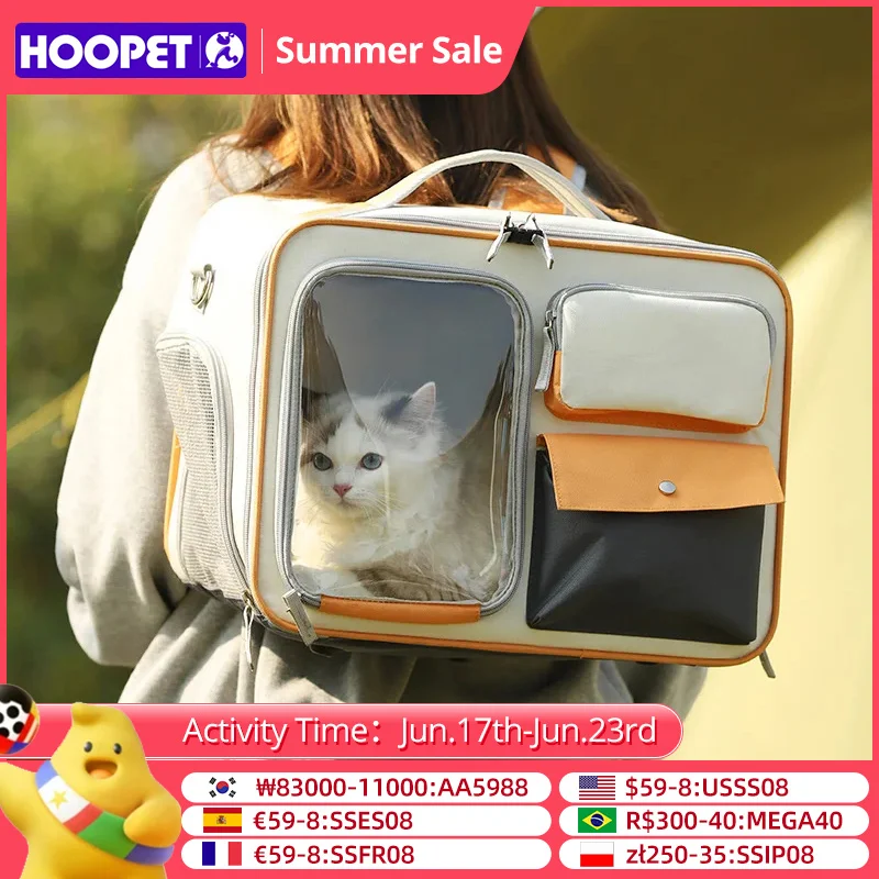 HOOPET Cat Carrier Bags Windproof Outdoor Travel Backpack for Cat Small Dogs Transport Carrying Bag Pet Backpack Pet Supplies