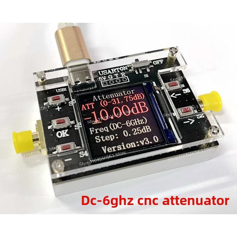 TYPE-C 6G digital programmable RF attenuator 30DB TFT display shell supports communication